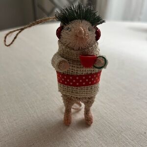 Bottlebrush mouse Christmas ornament